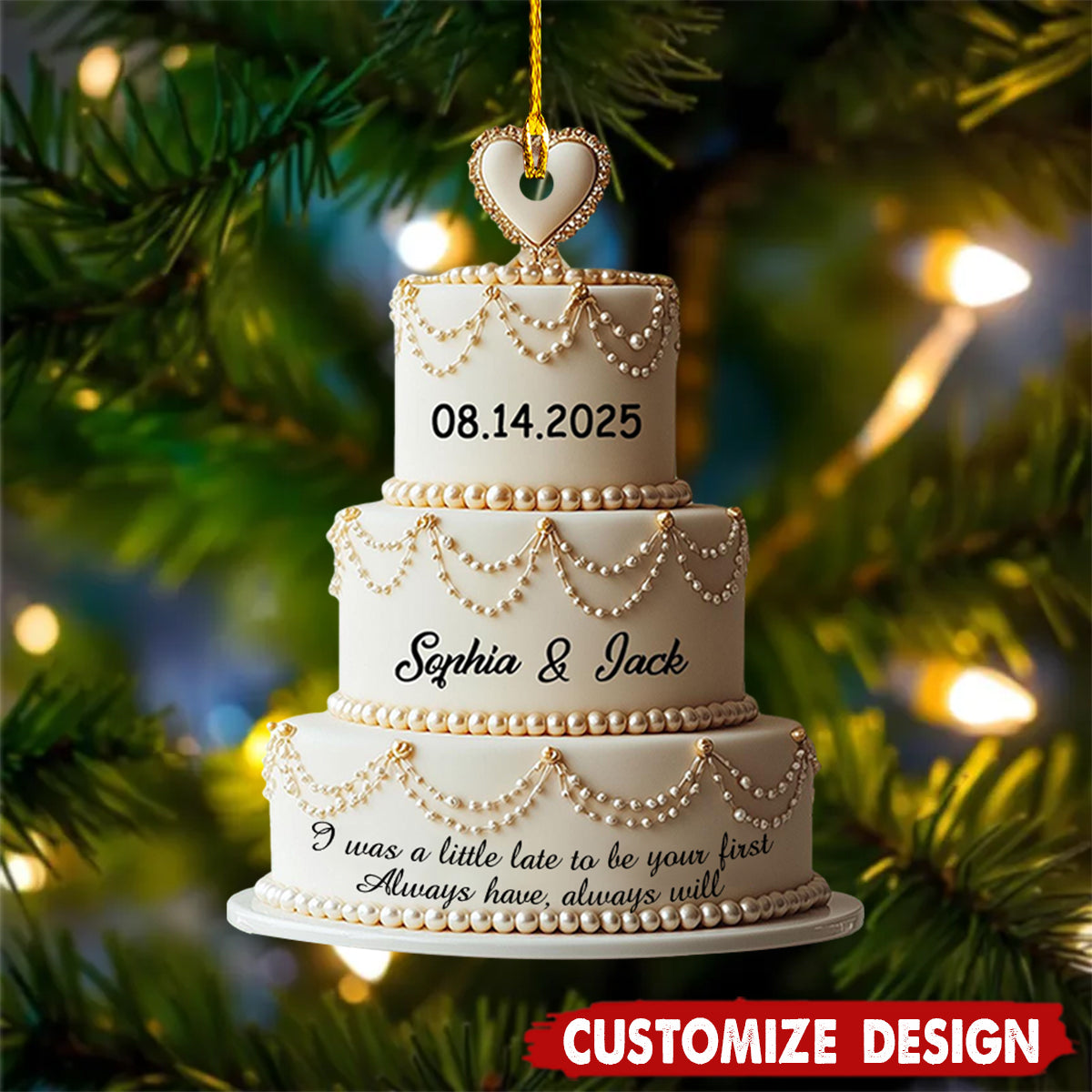 Personalized Cake Ornament - Gift For Couple