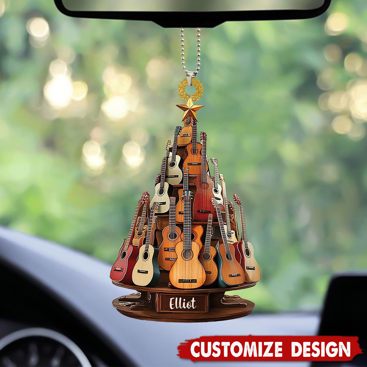 Personalized Classic Guitar Car Ornament - Gift for Music Lovers, Guitar Players
