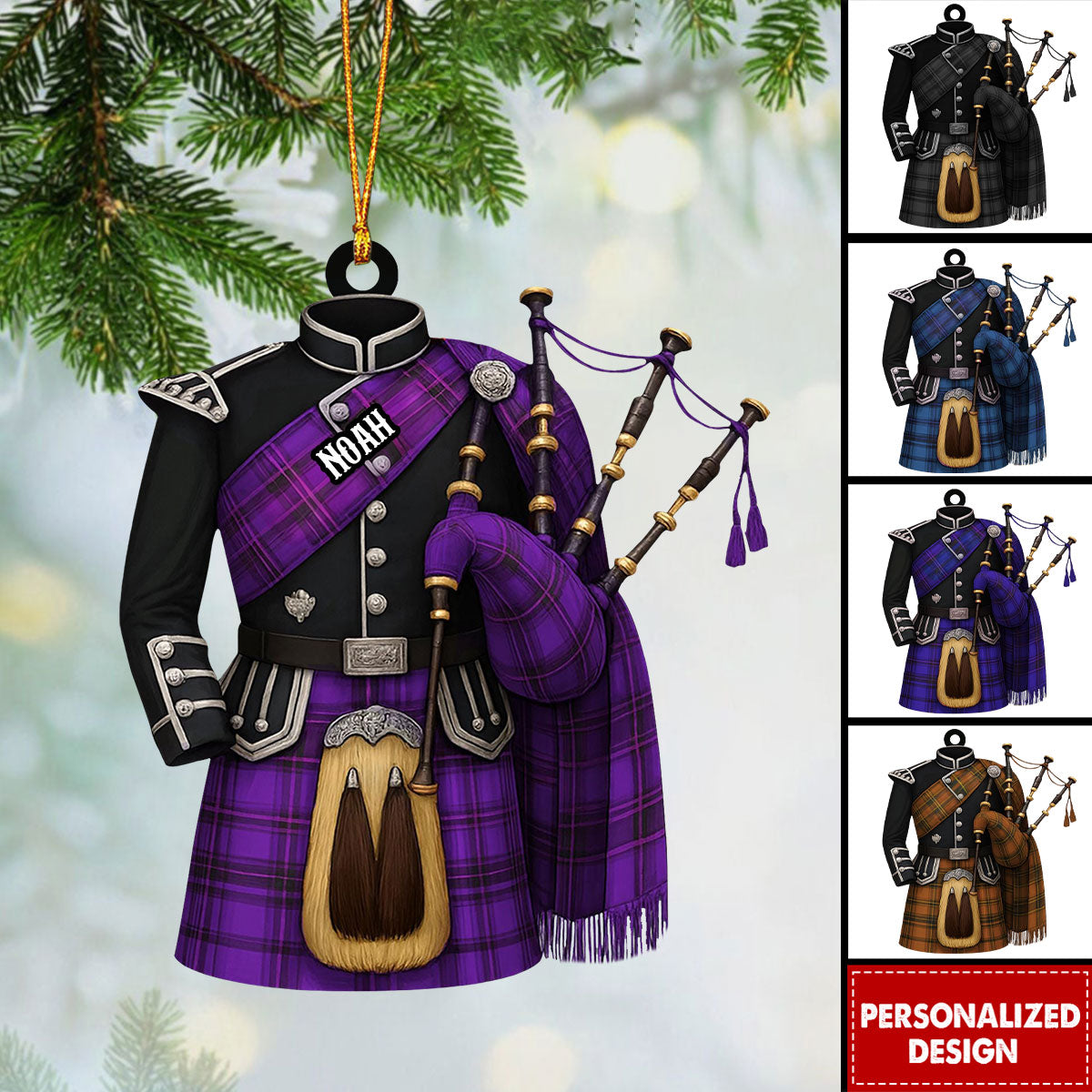 Personalized Bagpipe Christmas Ornament