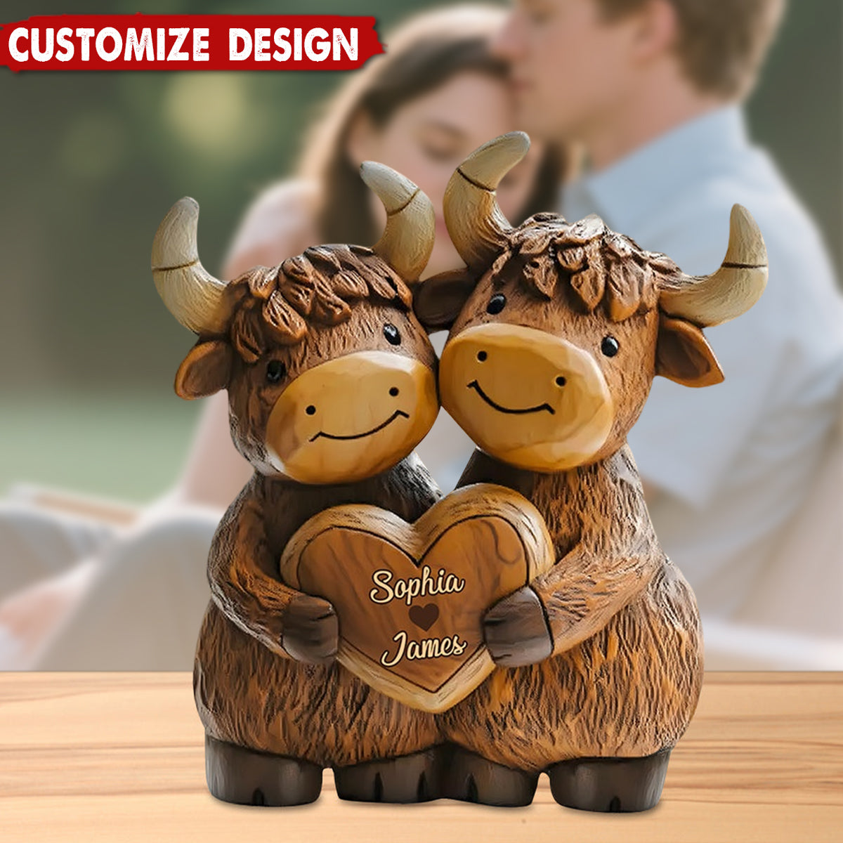 Personalized Cute Highland Cow Couple Acrylic Plaque