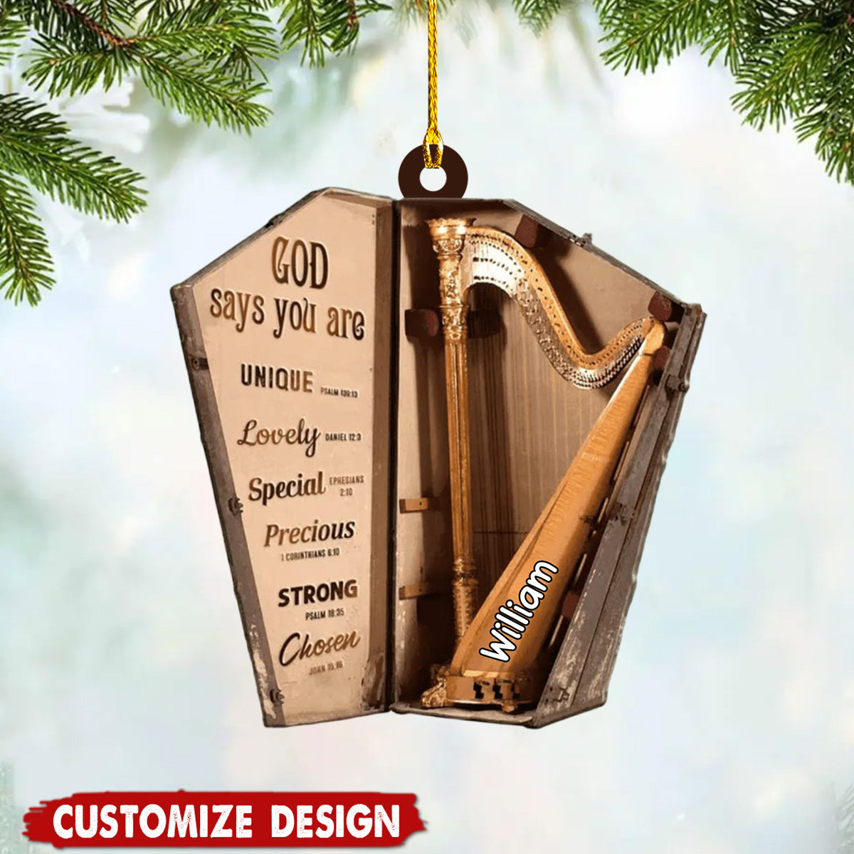 2024 New Release - God Says You are - Personalized Harp Musical Instrument Ornament