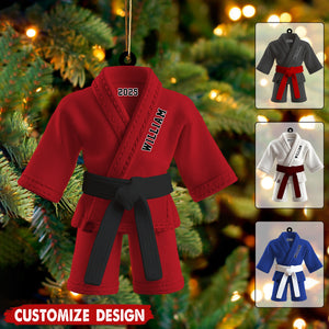 Personalized  Martial Arts Black Belt Karate Gi Christmas Ornament