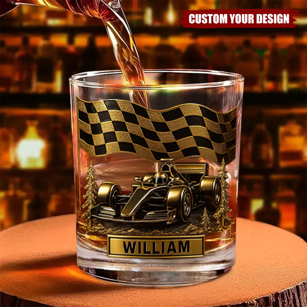 Race Car Whiskey Glass - Personalized Gifts For Racing Lovers