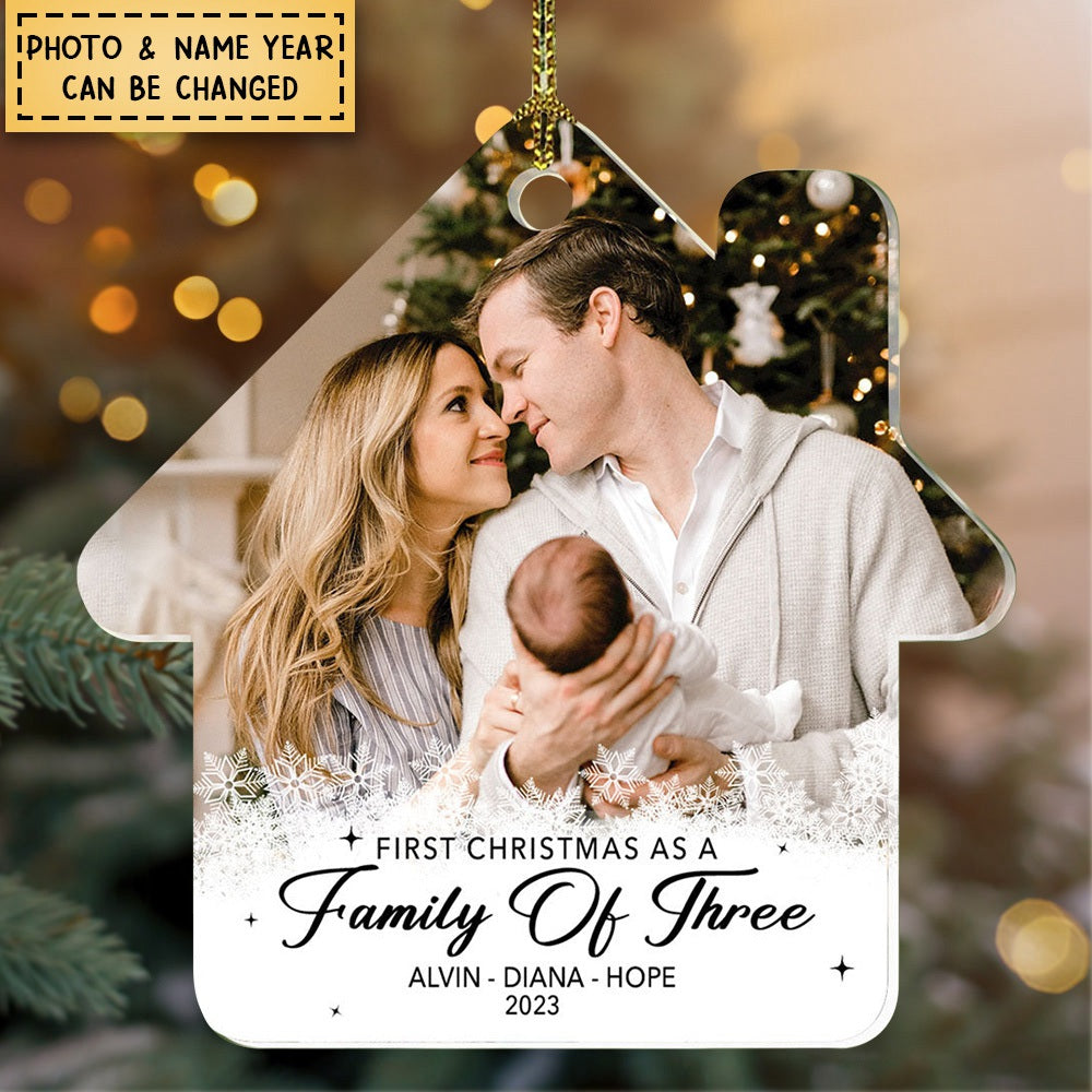 First Christmas As A Family Of Three - Ornament Personalized Christmas Gift For Him/Her, For Couple