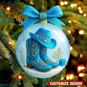 Personalized Cowgirl Cowboy Boots Ornament - Gift For Cowgirl Cowboy