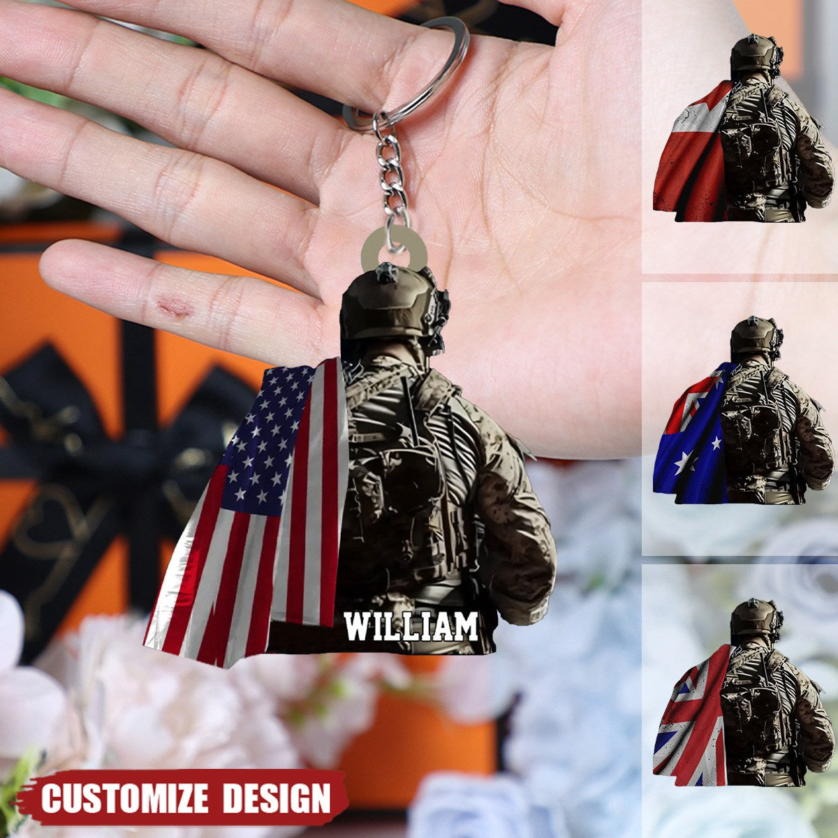 Personalized Veteran Car Hanging Acrylic Keychain