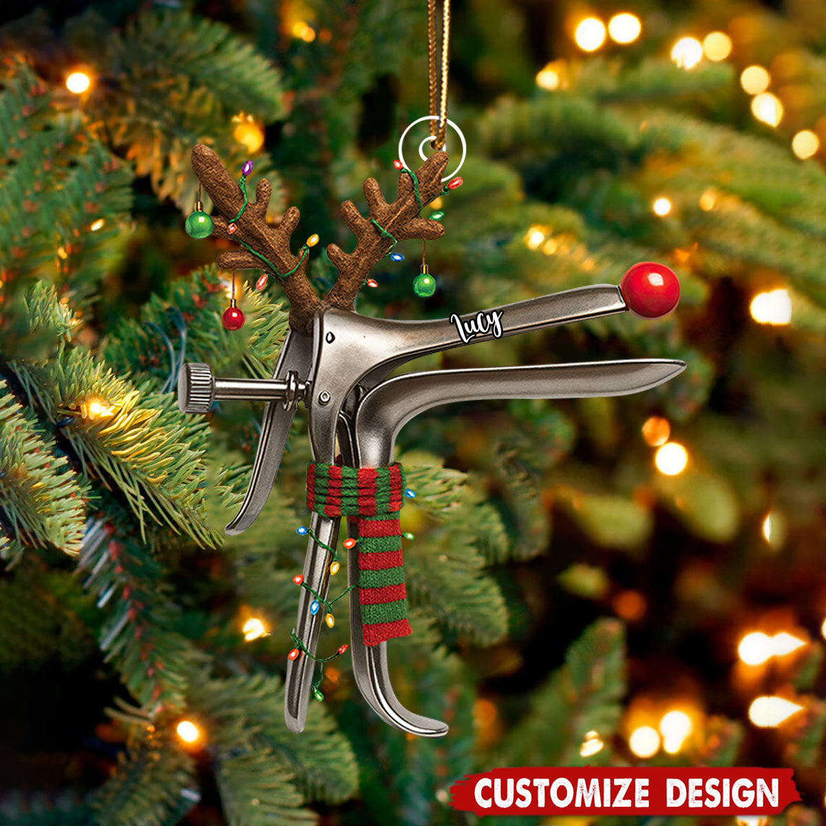 Funny Speculum Reindeer Christmas Ornament: OBGYN Gag Gift