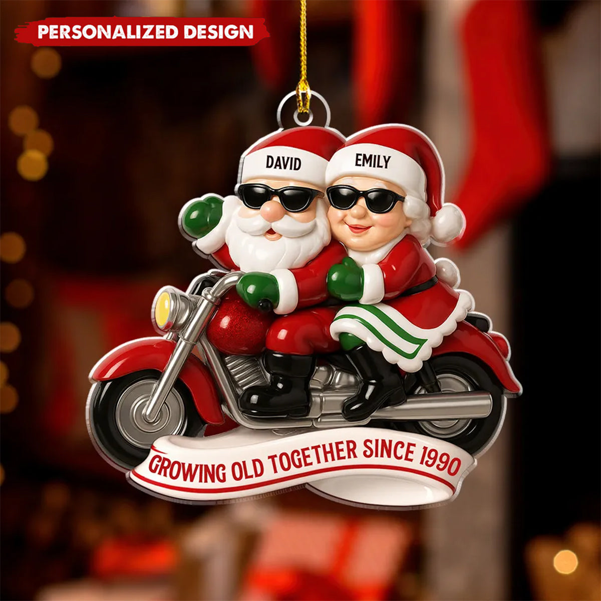 Grow Old Together Motorcycle - Personalized Custom Acrylic Ornament