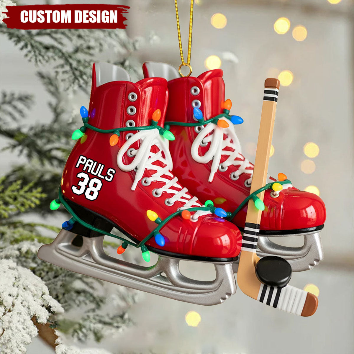 Ice Hockey Skates Ornament - Personalized Gifts For Ice Hockey Lovers