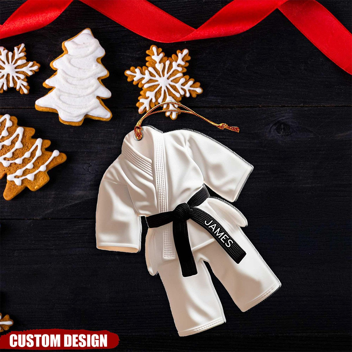 Personalized Black Belt Christmas Ornament - Jiu-Jitsu,Karate Gift