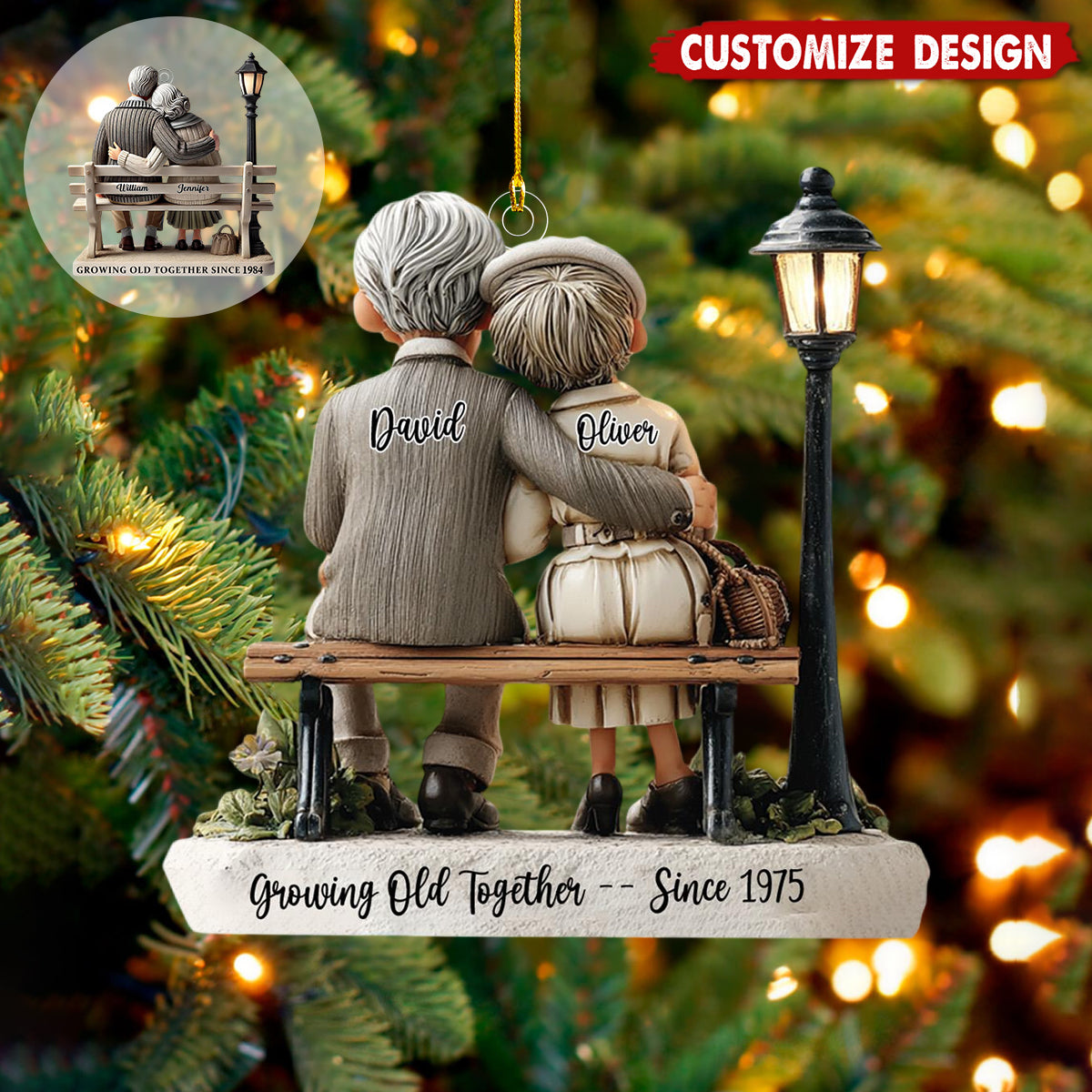 Personalized Couple Ornament-Anniversary Gift for Grandparents