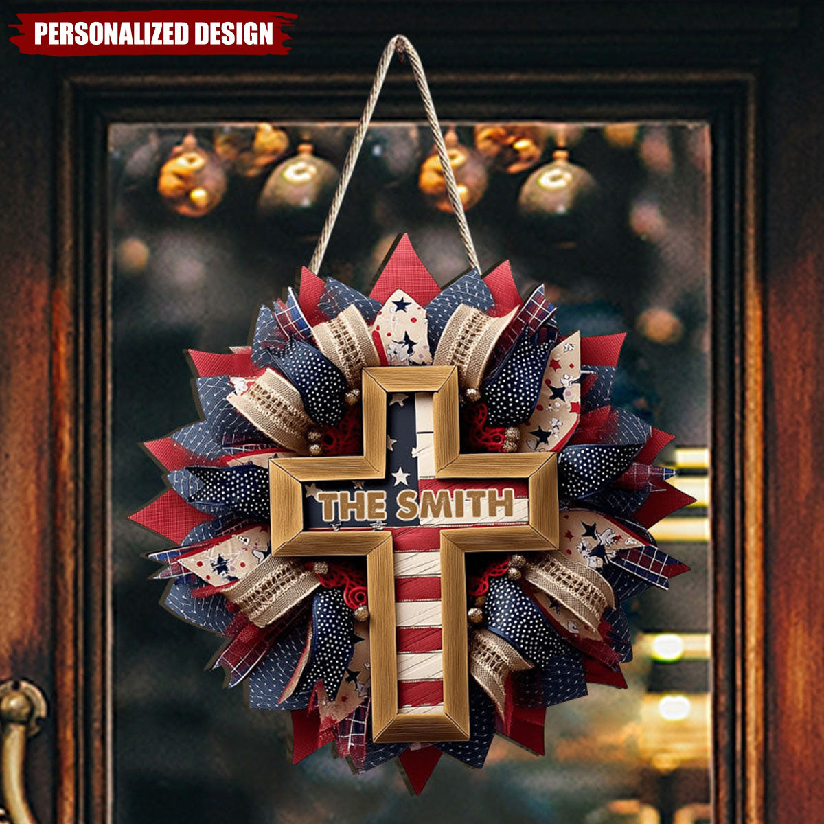 God Bless The American - Personalized Christian Custom Shaped Wood Sign