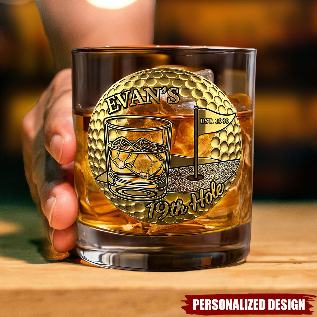 Golf 19th Hole Whiskey Glass, Personalized Gifts For Golfers