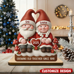 Personalised Wooden Mr And Mrs Claus Xmas Plaque - Gift For Couple