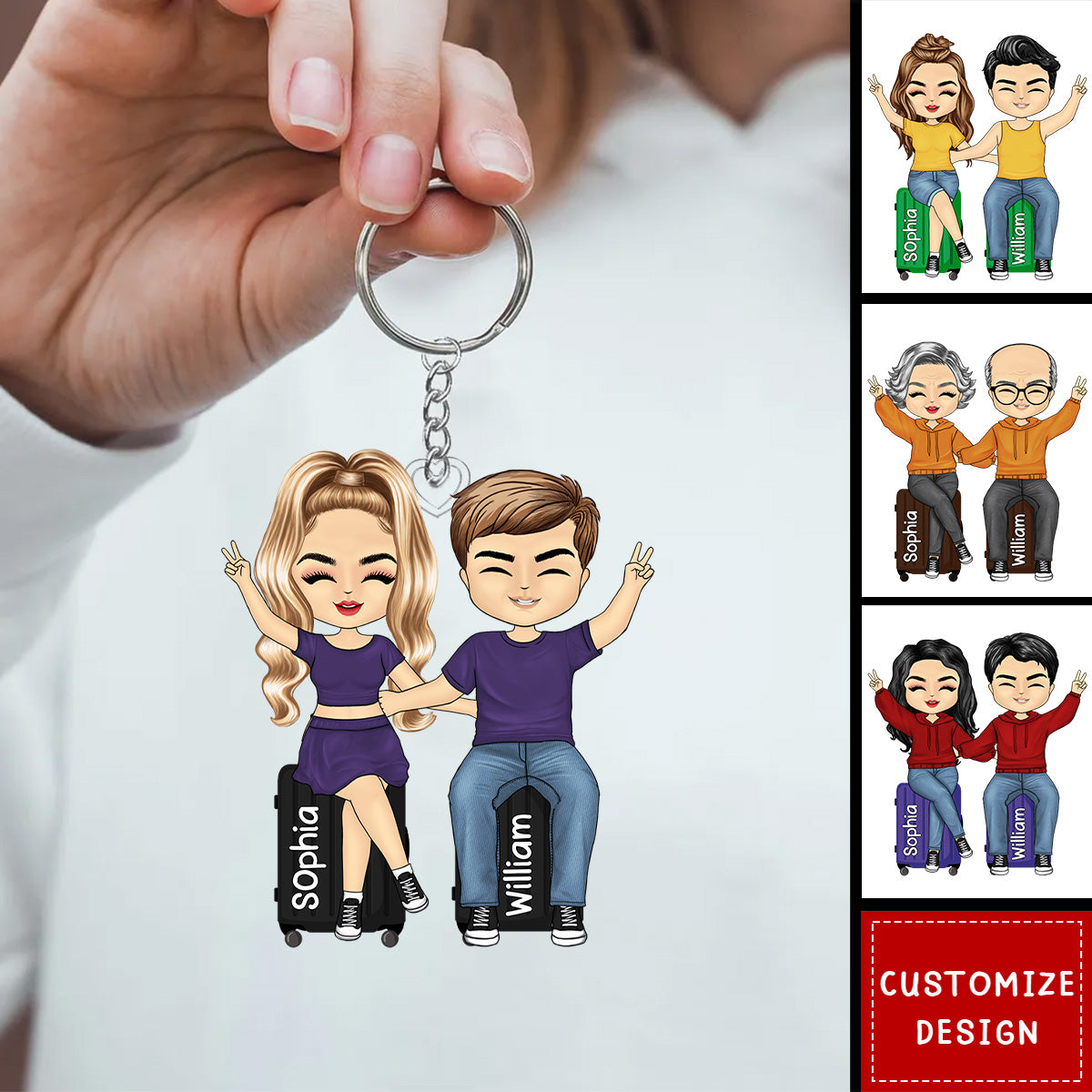 Couples Trip Personalized Keychain, Anniversary Gift For Wife,Husband