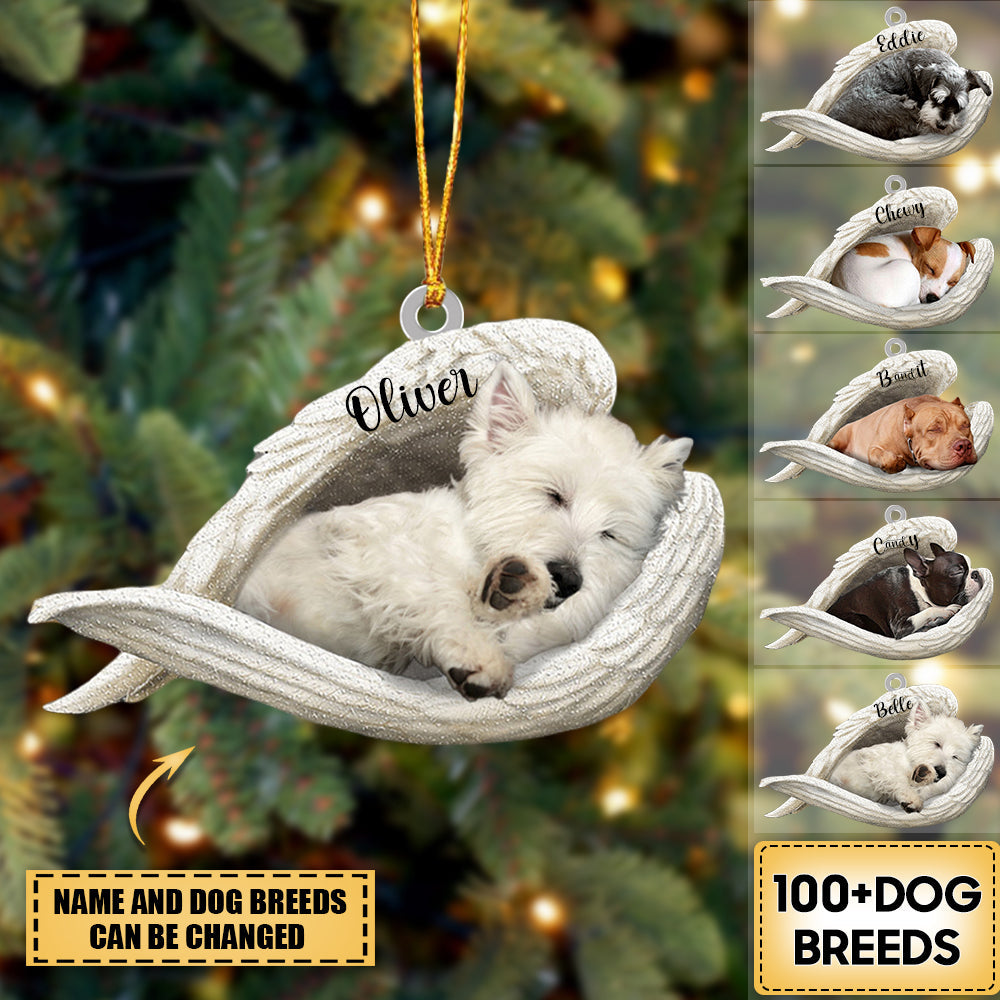 Personalized Dog Sleeping Angel Car Hanging Ornament- Double Sides Printed
