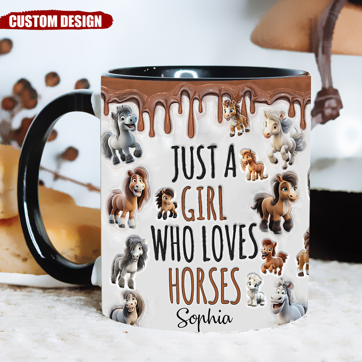 Just A Girl Who Loves Horses- Personalized Horse Accent Mug