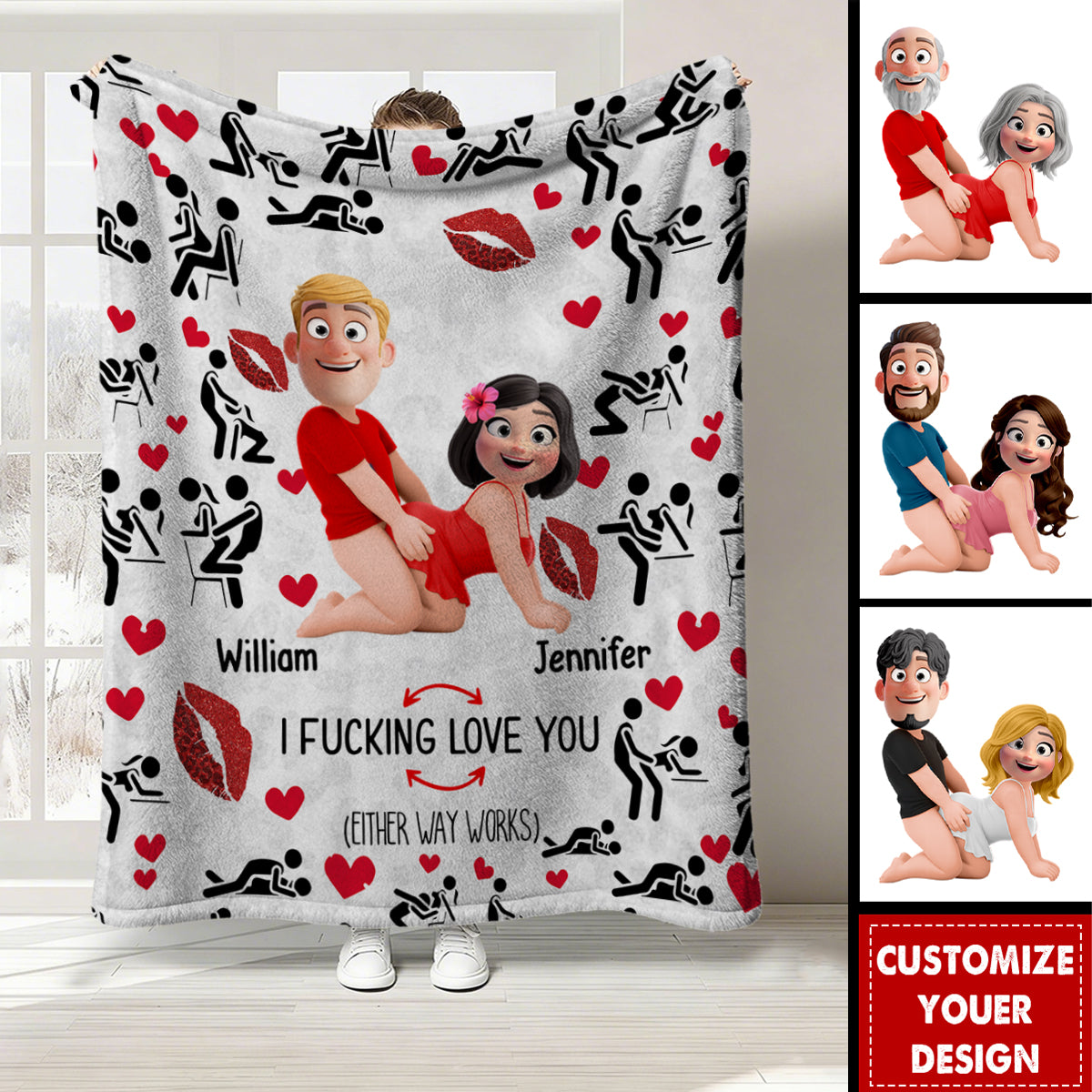 I Love You - Personalized Couple Blanket