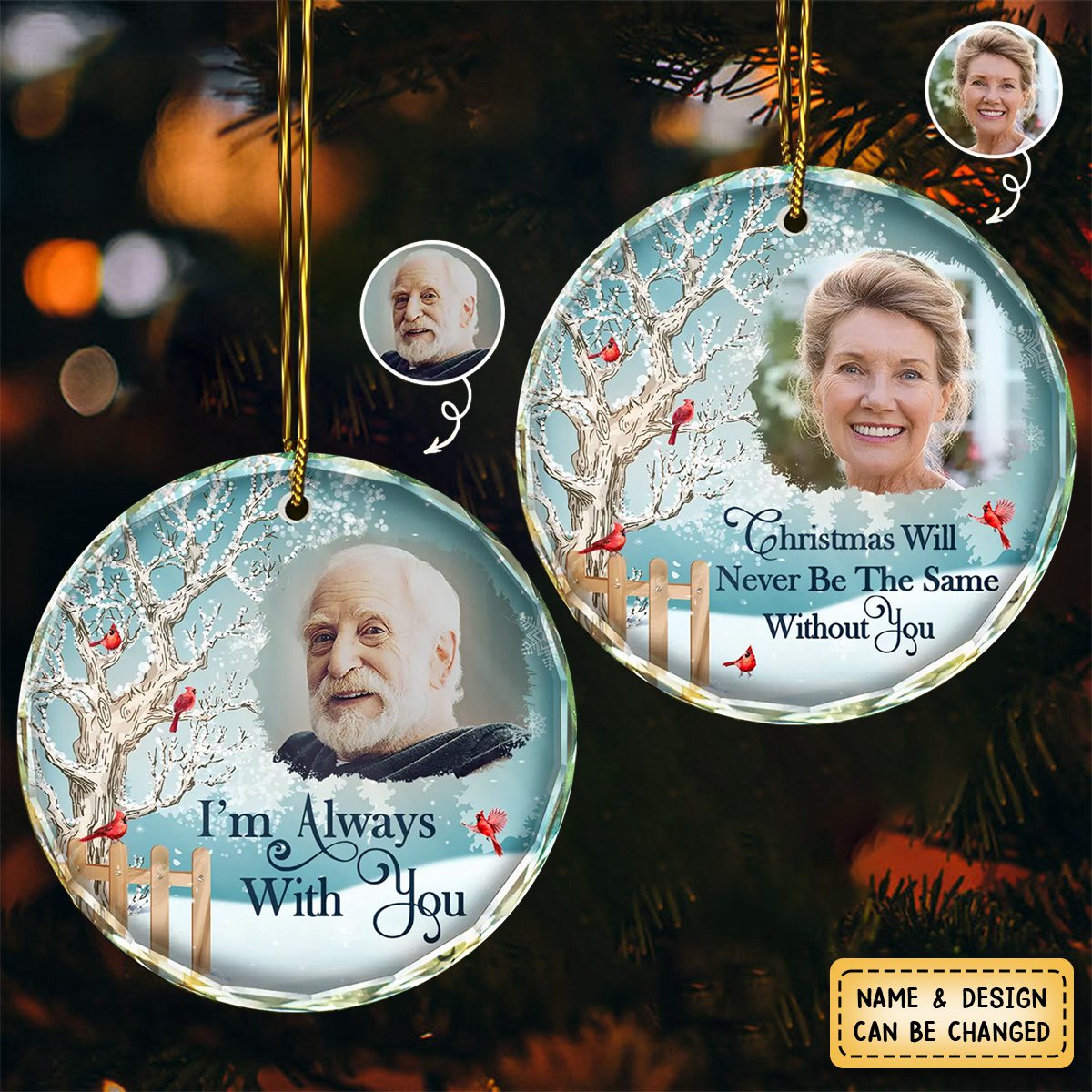 Custom Photo Christmas Will Never Be The Same Without You - Personalized Circle Glass Ornament