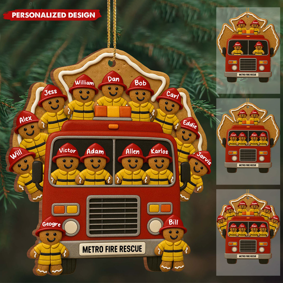 Celebrate Your Heroes With Festive Firefighter Ornament, Personalized Custom Wood Gift For Firefighters And Family