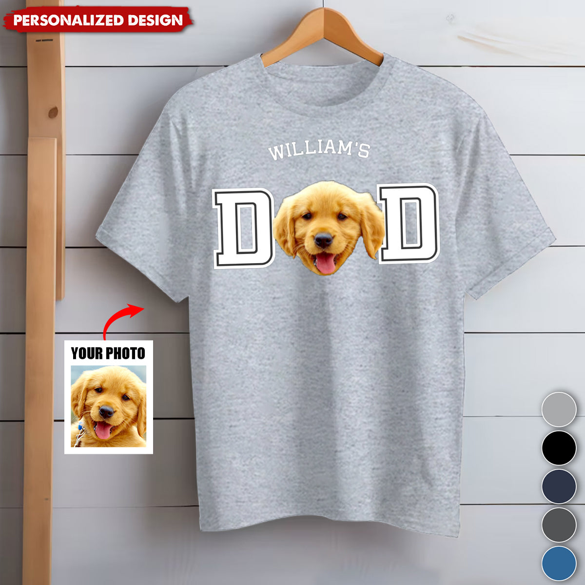 Personalized Photo Dog Cat Dad Shirt