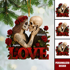 Personalized Skull Couple Acrylic Ornament-Gifts For Couple