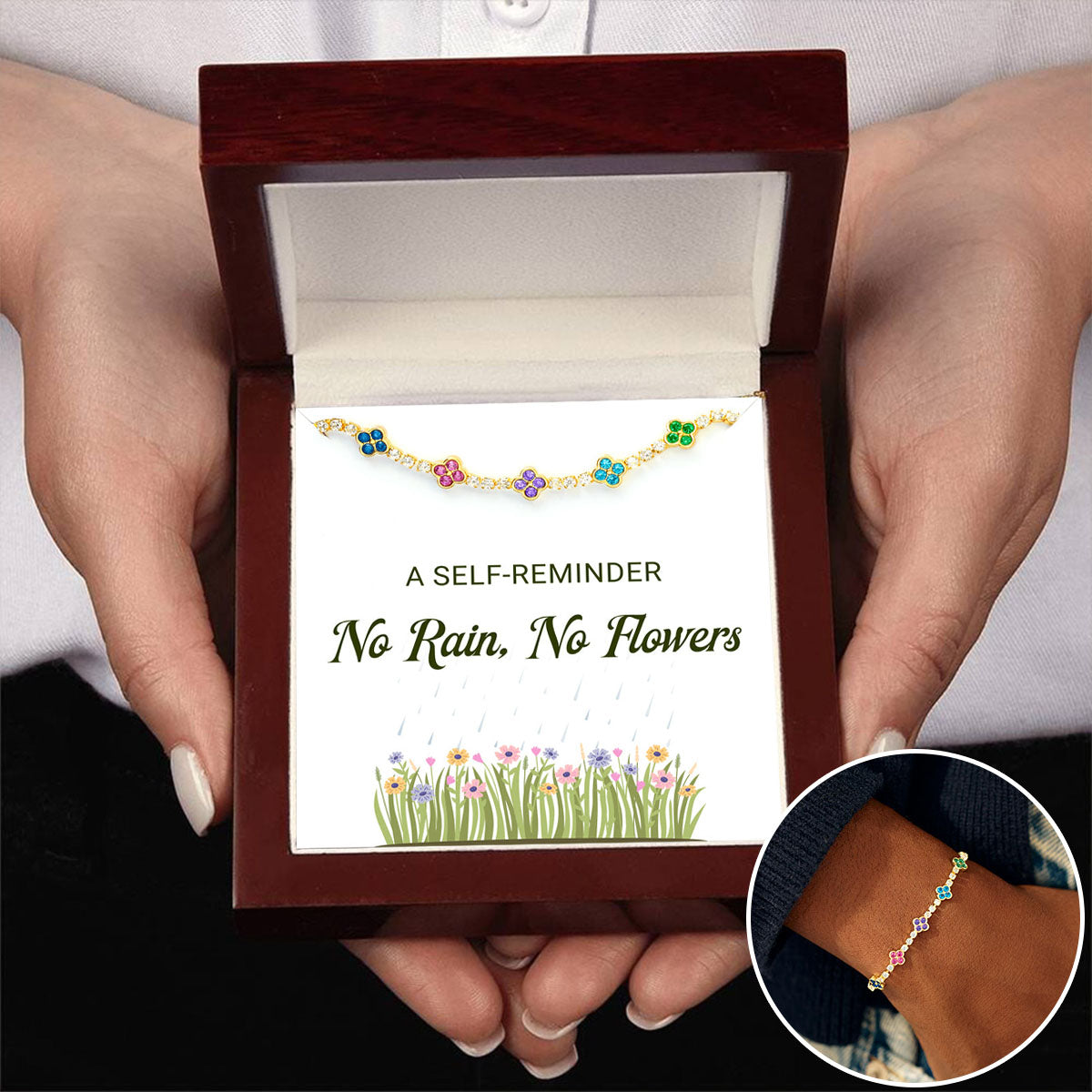 No Rain No Flowers Four-Leaf Clover Bracelet