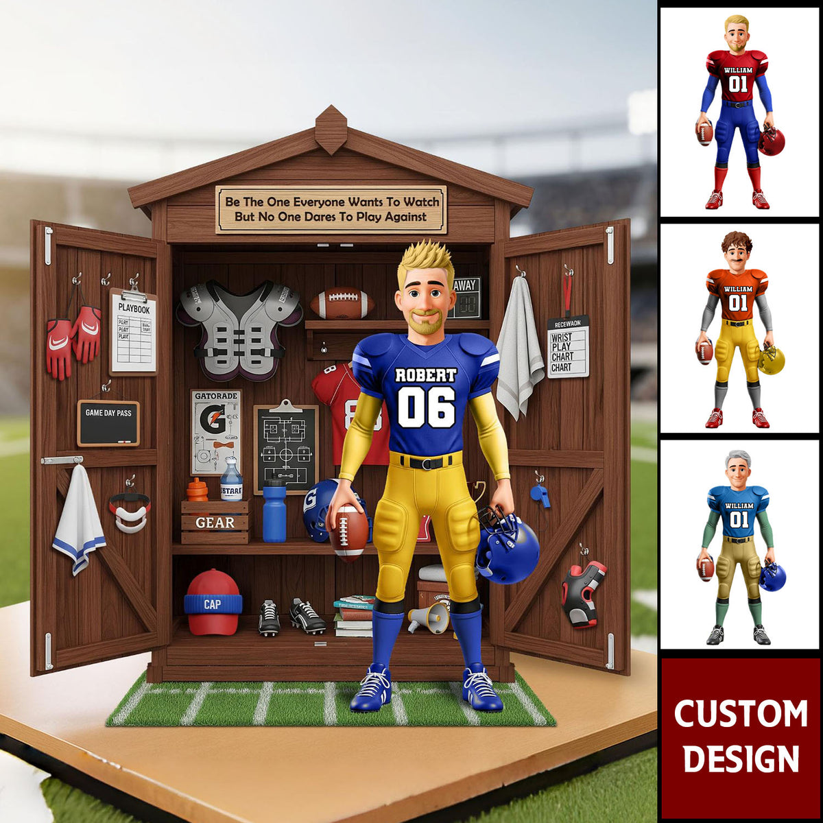 Personal Football Locker - Personalized Acrylic Plaque, Gifts For Football Lovers