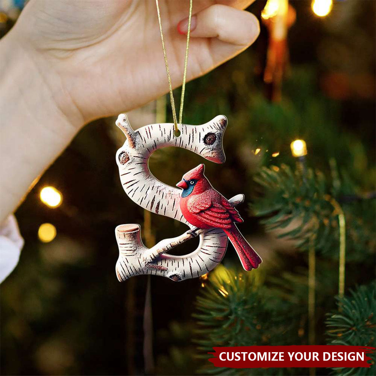 Memorial Ornament - Cardinal Letter Personalized Memorial Ornament