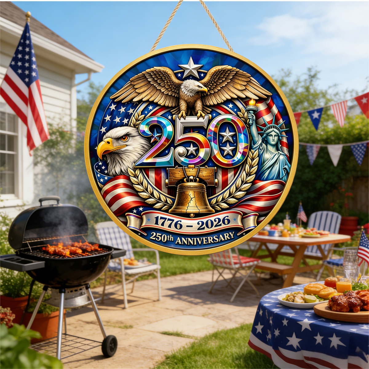 US 250th Anniversary Patriot Wood Sign