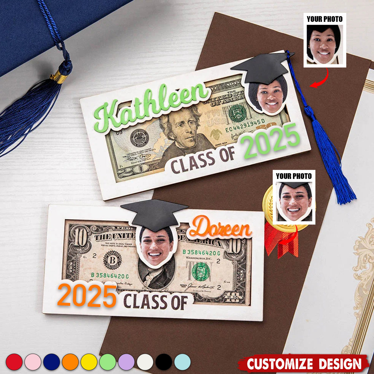 Personalized Portrait Graduation Money Holder Class of 2025