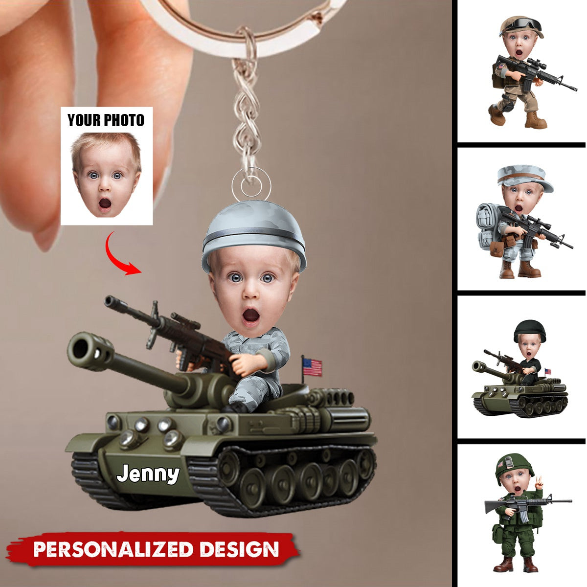 Custom Photo Gifts For Military Kid Keychain
