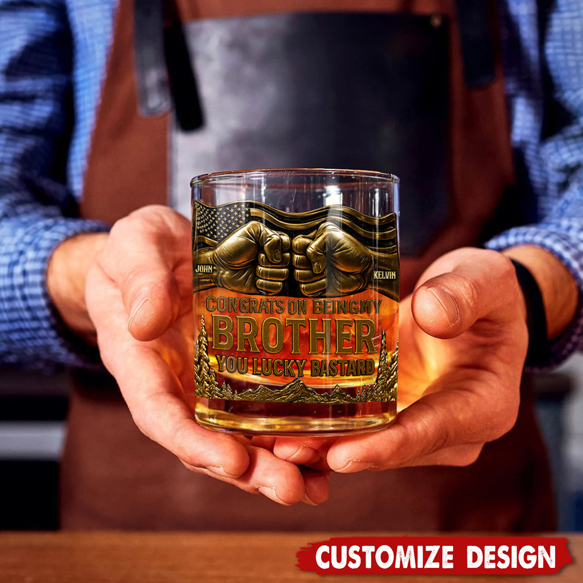 Congrat On Being My Brother - Personalized Sibling Whiskey Glass