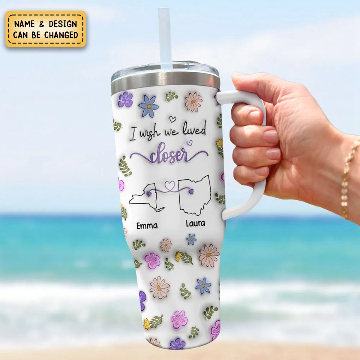 I Wish We Lived Closer - Personalized Custom 3D Inflated Effect Printed 40 Oz Tumbler