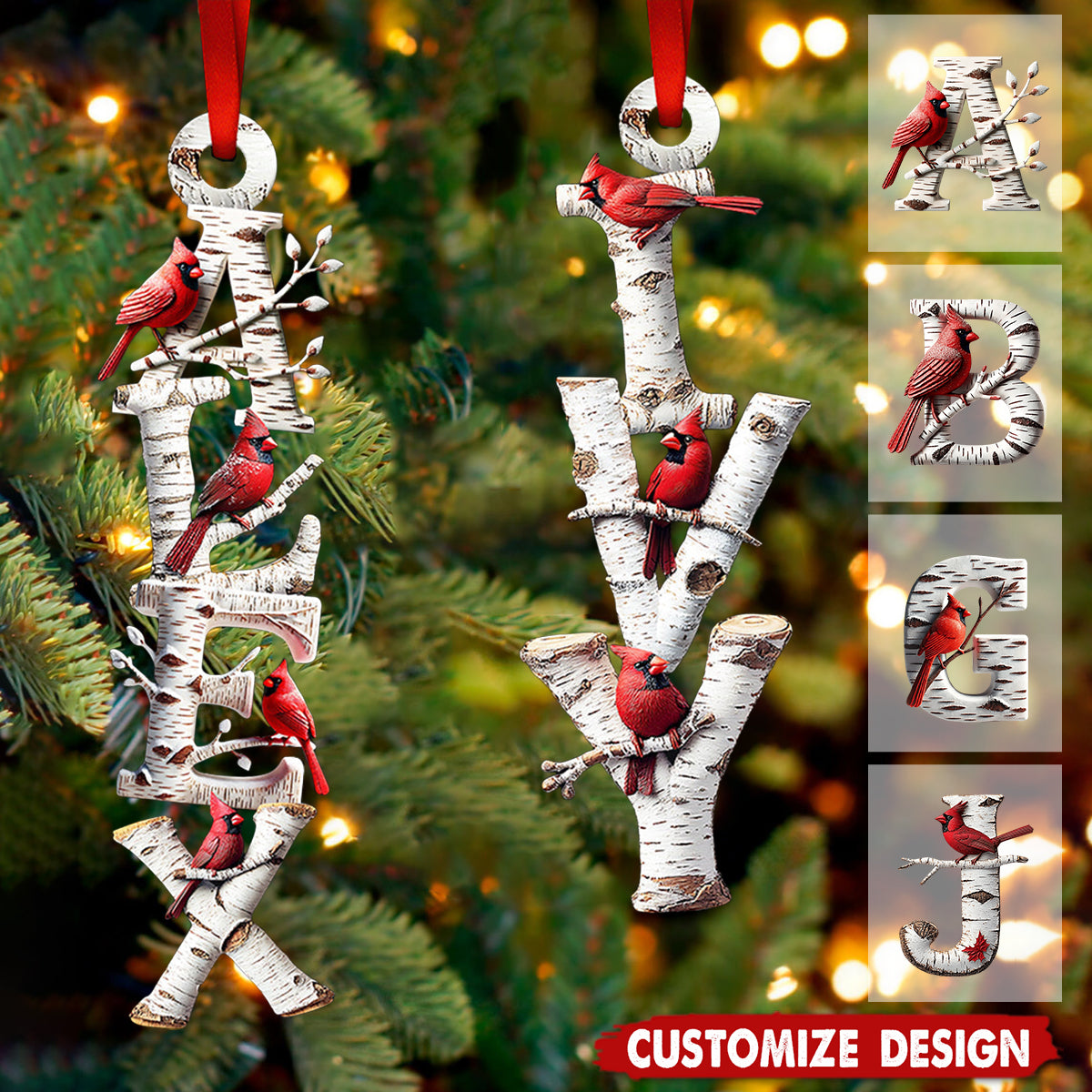 Memorial Cardinal - Personalized Your Name Letter Ornament - Gift For Heaven