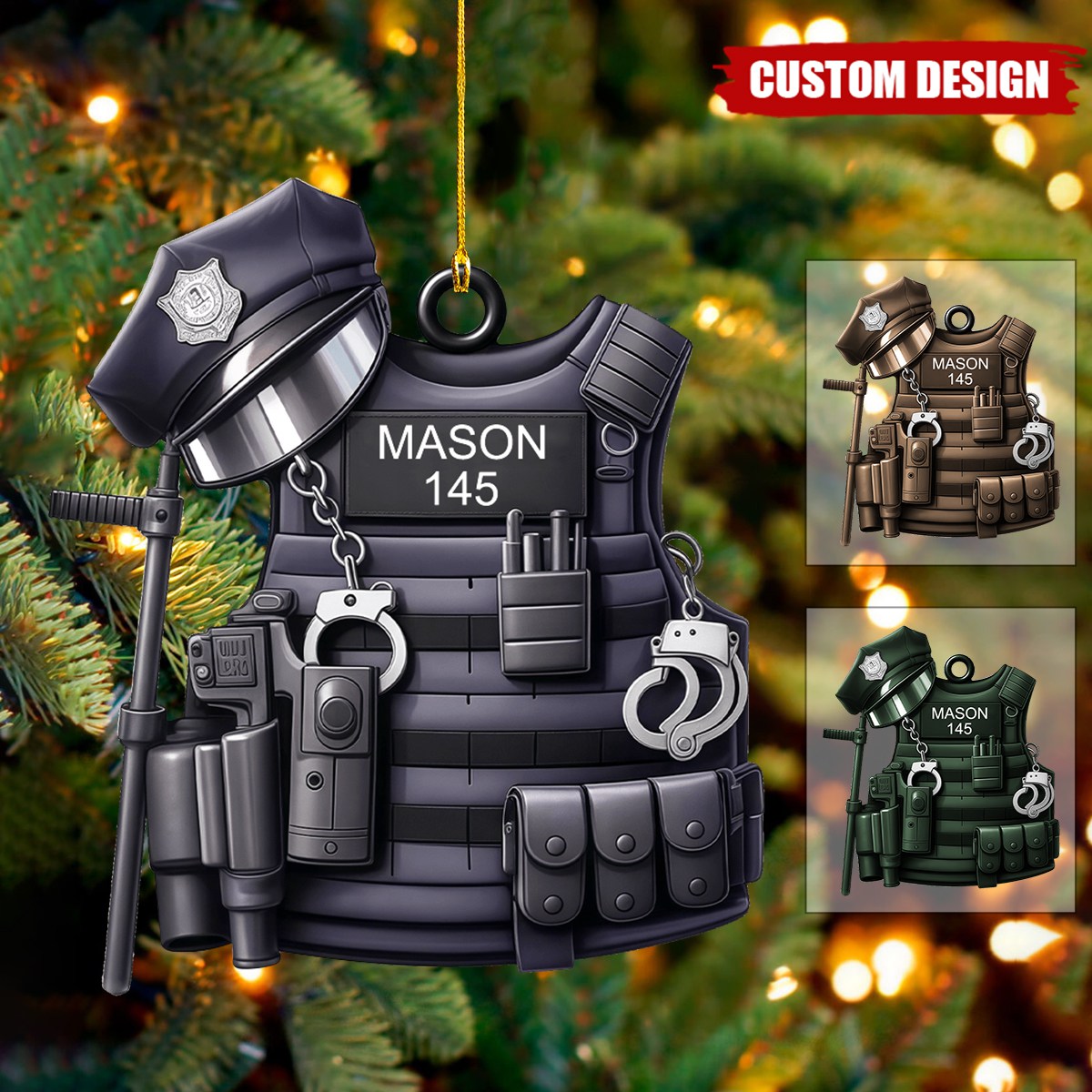 Personalized Police Vest Ornament – Christmas Gift For Policeman