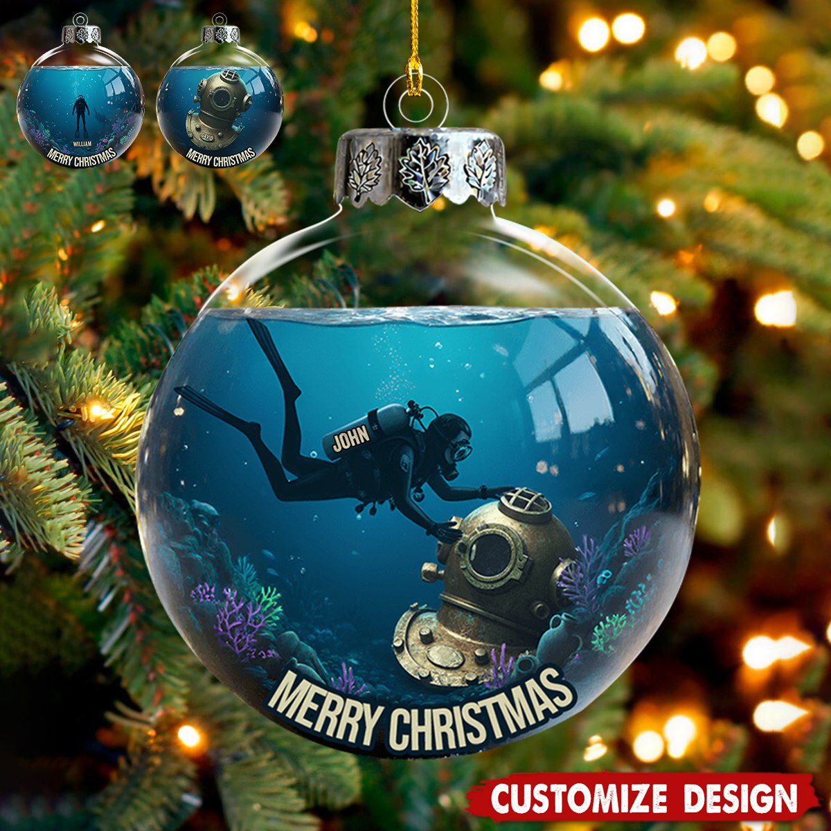 Diving Home For Christmas - Personalized Scuba Diving Ornament