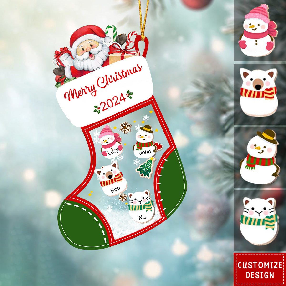 Personalized Family Stocking Christmas Ornament - 2024 New Release