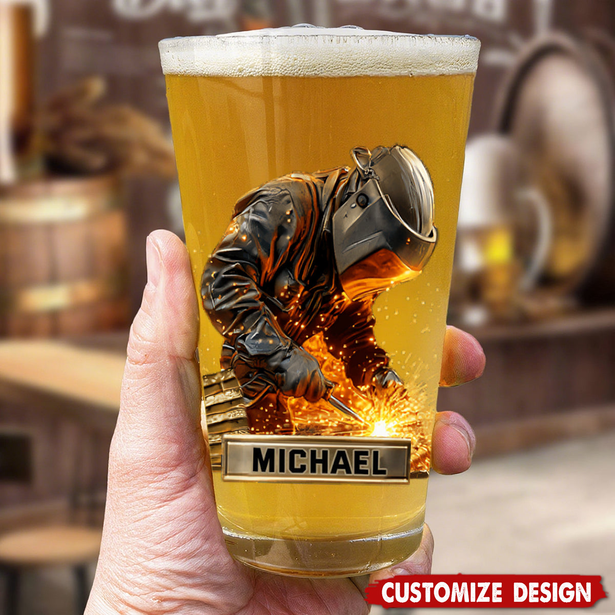 Strong Welder - Personalized Welder Beer Glass