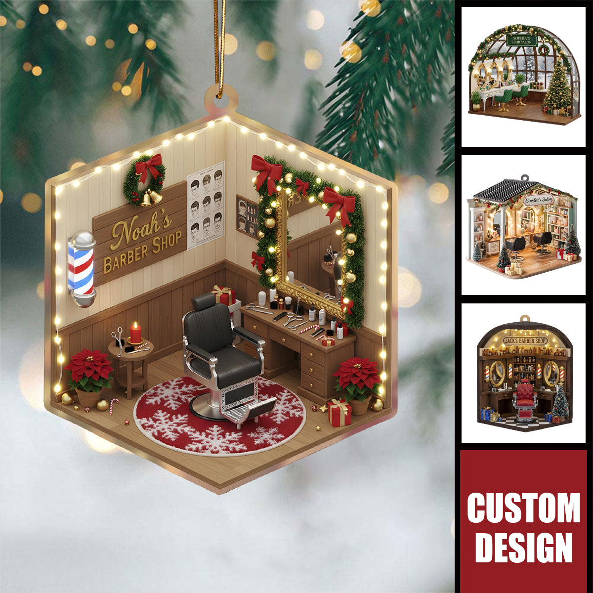 Personalized Hair Salon Christmas Ornament - Gift  For Hairdresser