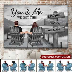 Personalized Seaside Poster Romantic Couple Back View Clear and Sturdy Love Memory Wall Décor Gift