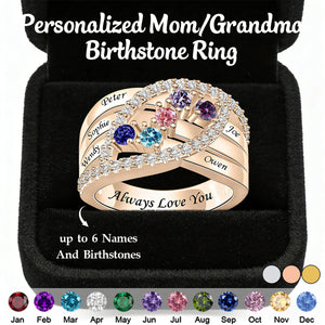 Personalized Name Family Rings With 1-6 Birthstones-Mother's Day Gift