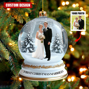 Our First Christmas Married,Engaged - Personalized Photo Ornament - Gifts For Couple