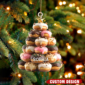 Stacked Donut Christmas Tree Ornament, Doughnut Lover Foodie Holiday Decor, Funny Bakery Gift