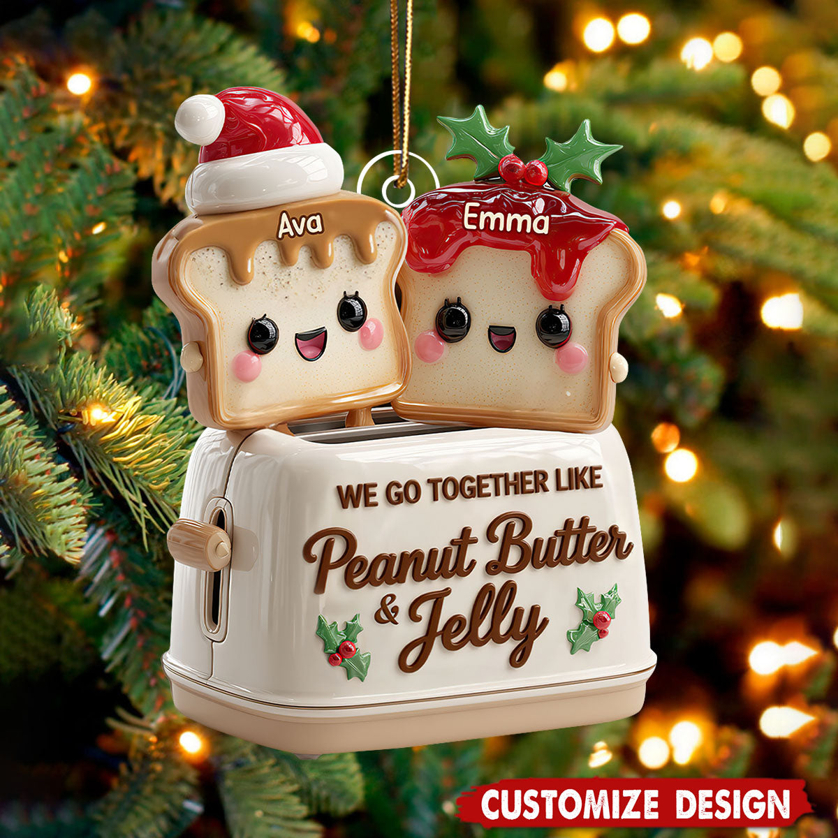 We Go Together Like Peanut Butter And Jelly - Personalized Acrylic Ornament For Couple
