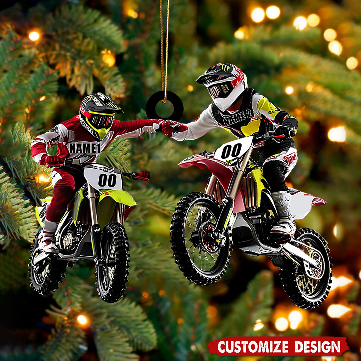 Personalized Motorcycle Christmas Ornament -  Gift For Motorbike Driver