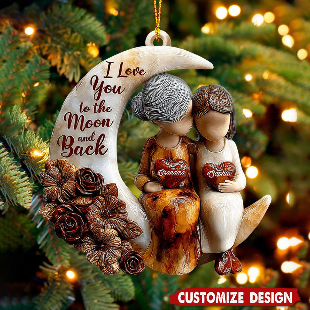 Love You To The Moon And Back - Personalized Grandma Ornament