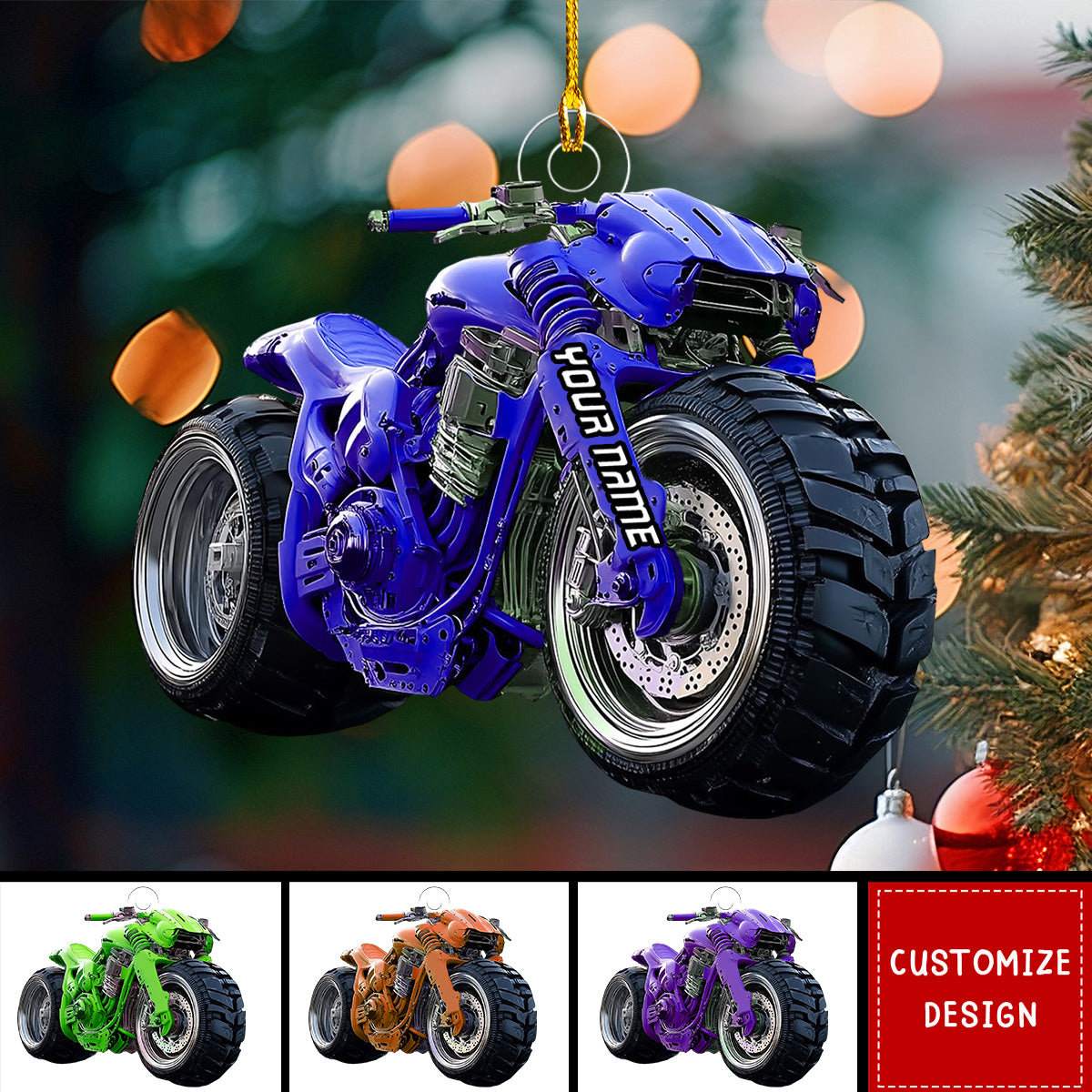 Personalized Motorcycle Christmas Tree Ornament Gifts for Motor Lovers - 2024 New Release