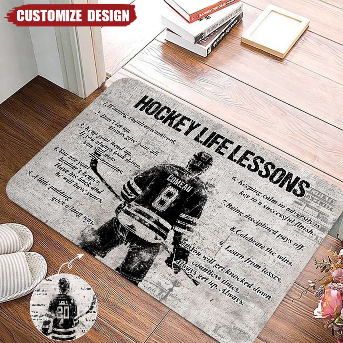 Personalized Hockey Life Lessons Doormat - Gift For Hockey Lovers