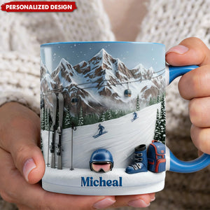 Personalized Skiing Accent Mug Gifts For Skiing Lovers
